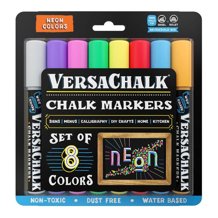 VersaChalk Neon Liquid Chalk Markers by VersaChalk Wet Erase Chalk